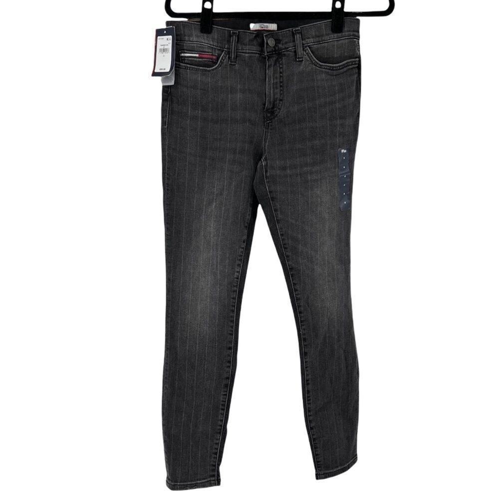 Tommy Hilfiger Black High Rise Legging Large Rear Pocket Logo Jeans Women 4 NWT
